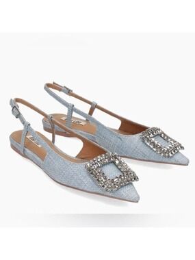 BIBI LOU ANTHROPOLOGIE  Powder Blue Decollete Pointed toe slingback Sz 36 NWB